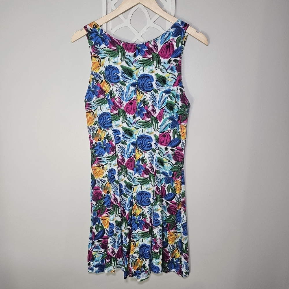 Jennie Brooke Vintage 90s Floral Sleeveless Tie-Front Romper Painterly Print - Picture 11 of 17